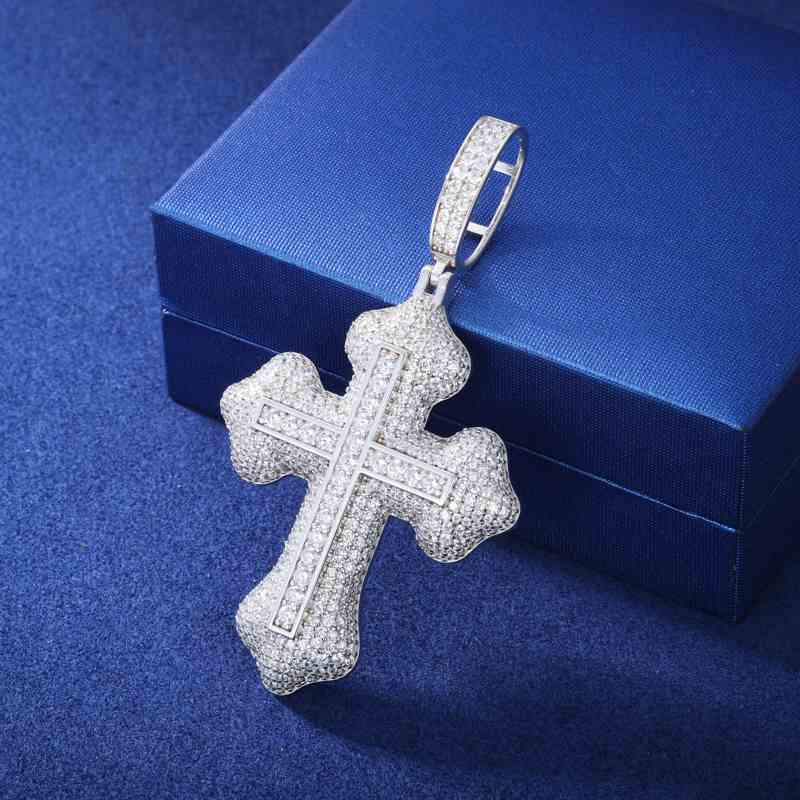 S925 Moissanite Double Layer Cross Pendant