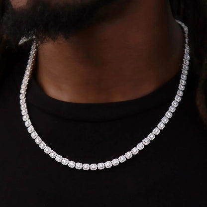 6mm S925 Moissanite Square Halo Tennis Chain