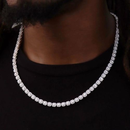 6mm S925 Moissanite Square Halo Tennis Chain