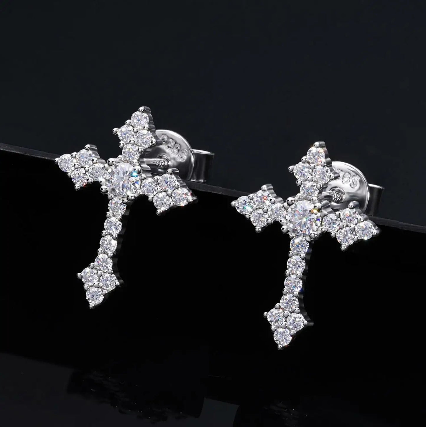 S925 Moissanite Cross Stud Earrings