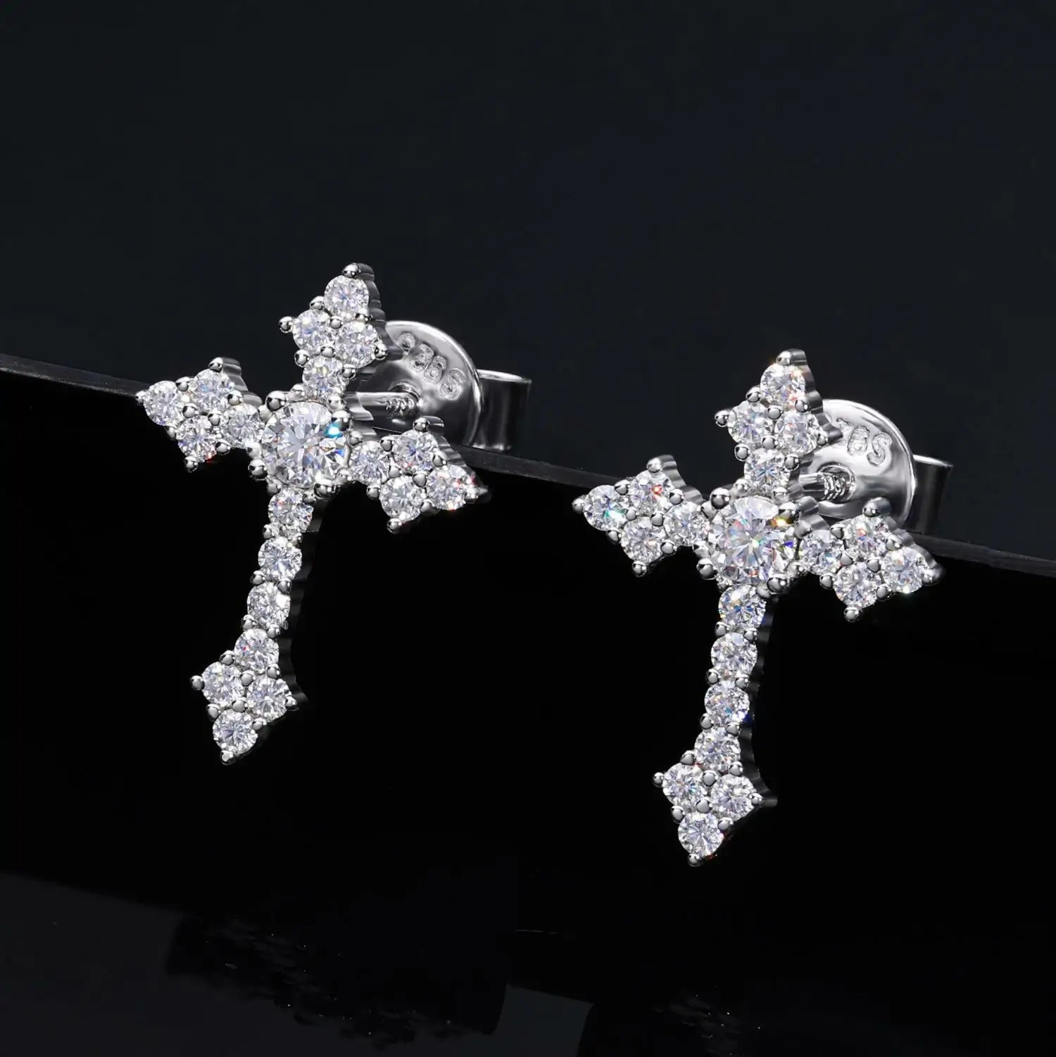 S925 Moissanite Cross Stud Earrings