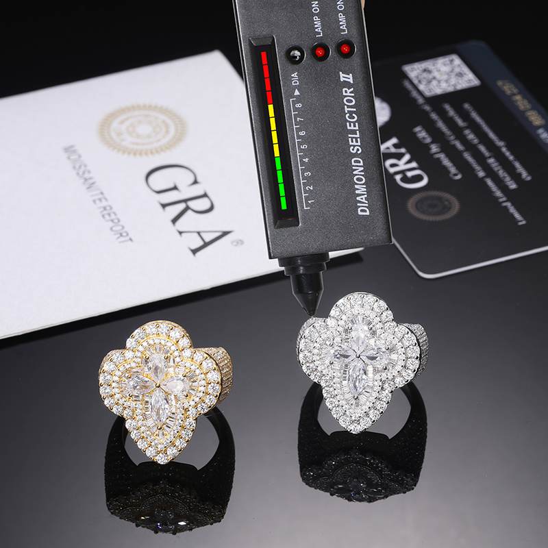 S925 Moissanite Cone Cross Ring