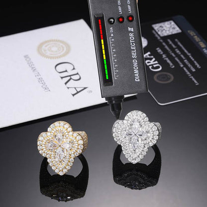 S925 Moissanite Cone Cross Ring