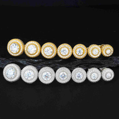 S925 Cluster Moissanite Round Halo Stud Earrings