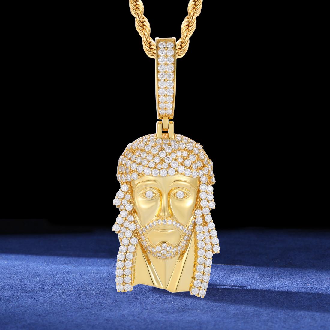 New 925 Moissanite Jesus Head Pendant
