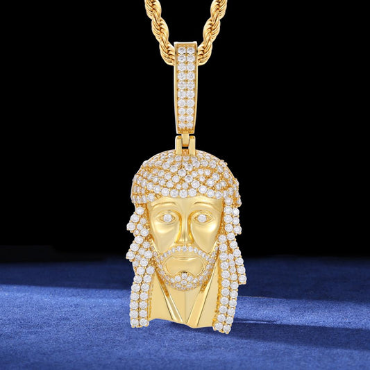 New 925 Moissanite Jesus Head Pendant