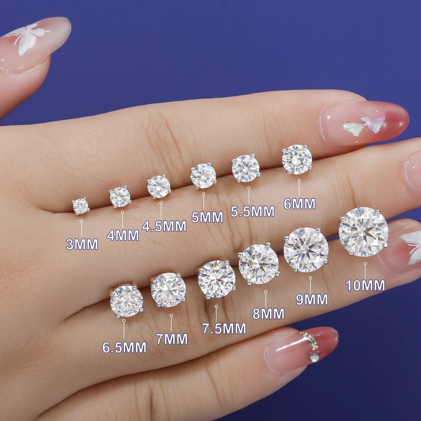 Screw Back Solitaire Moissanite Stud Earrings