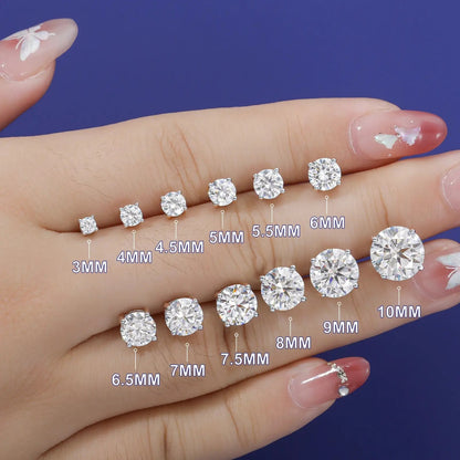 Screw Back Solitaire Moissanite Stud Earrings