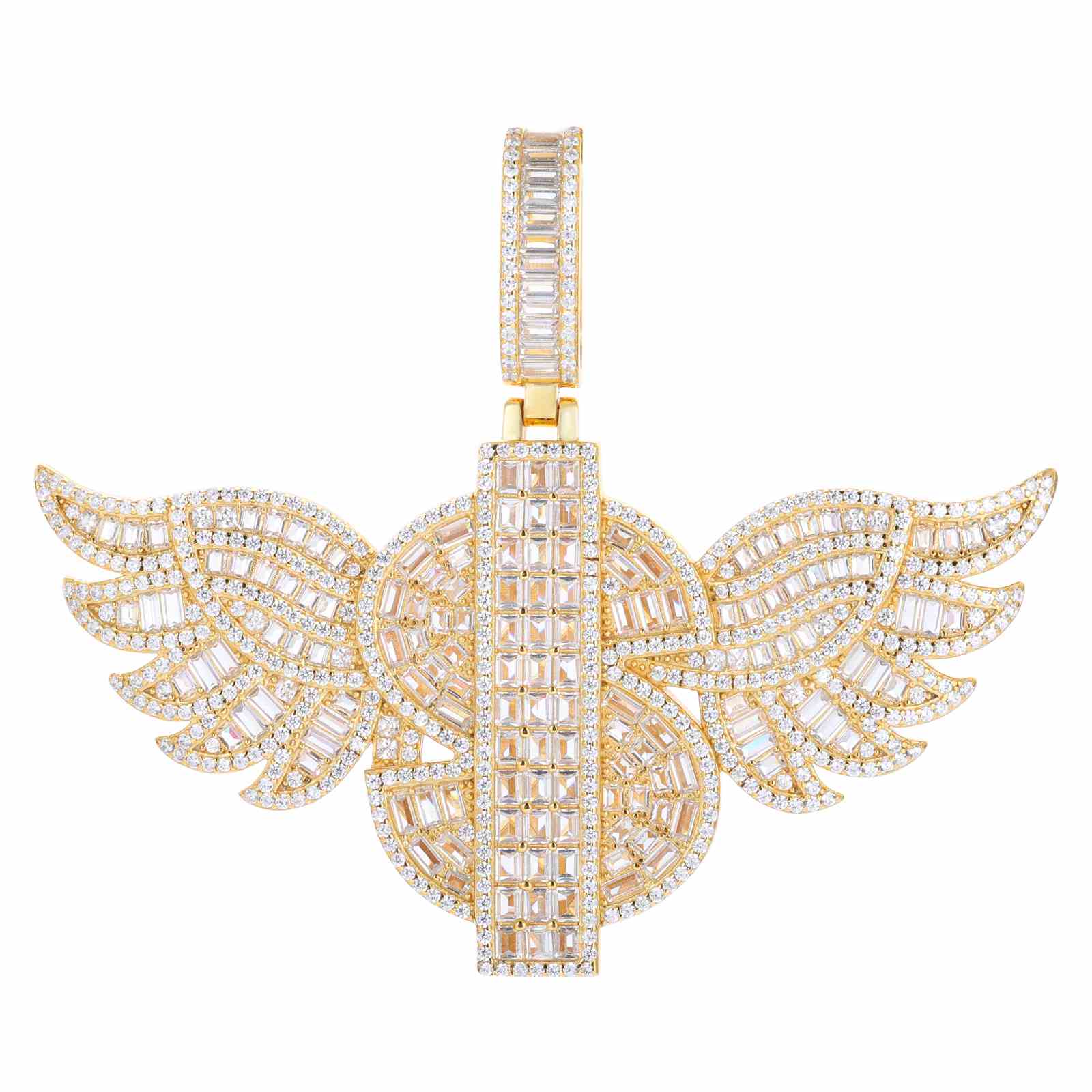 S925 Moissanite US Dollar Wing Pendant
