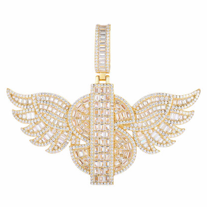 S925 Moissanite US Dollar Wing Pendant
