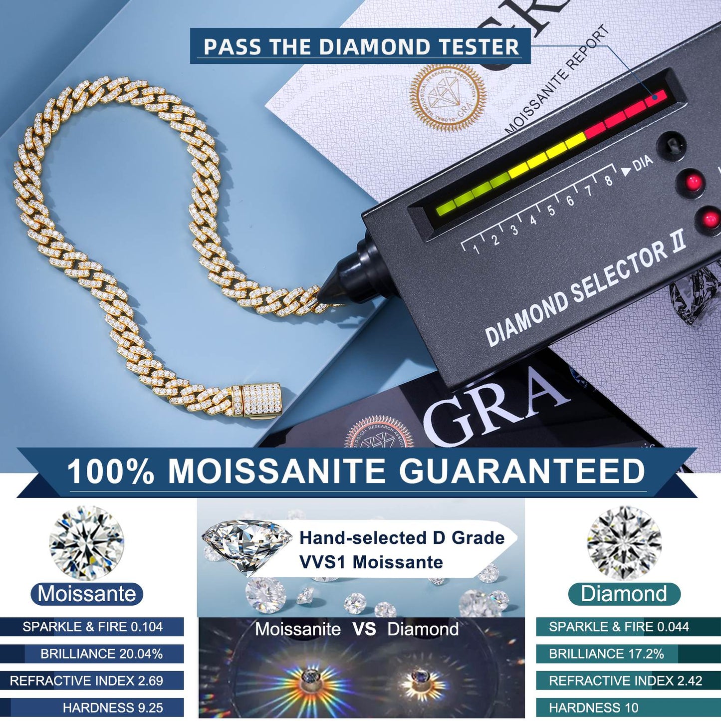 6mm S925 Moissanite Cuban Link Bracelet