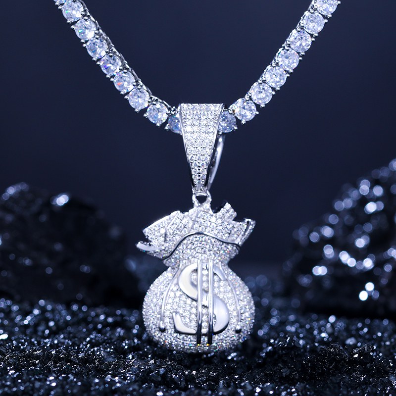 S925 Moissanite Hercules Money Bag Pendant