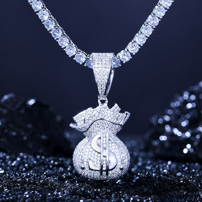 S925 Moissanite Hercules Money Bag Pendant