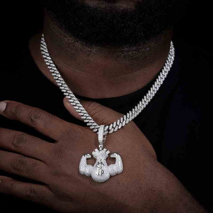 S925 Moissanite Hercules Money Bag Pendant