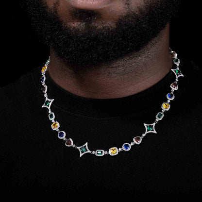 17mm S925 Moissanite Colored Star Halo Tennis Chain