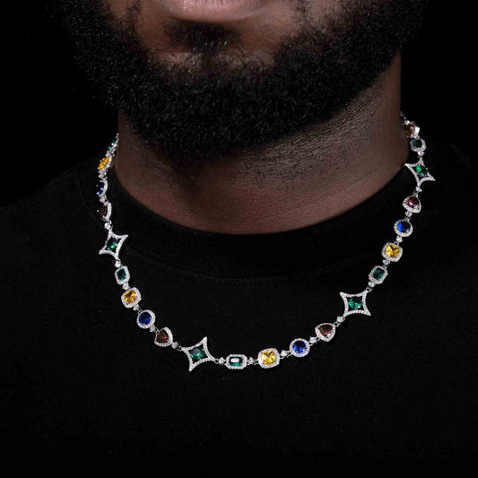 17mm S925 Moissanite Colored Star Halo Tennis Chain