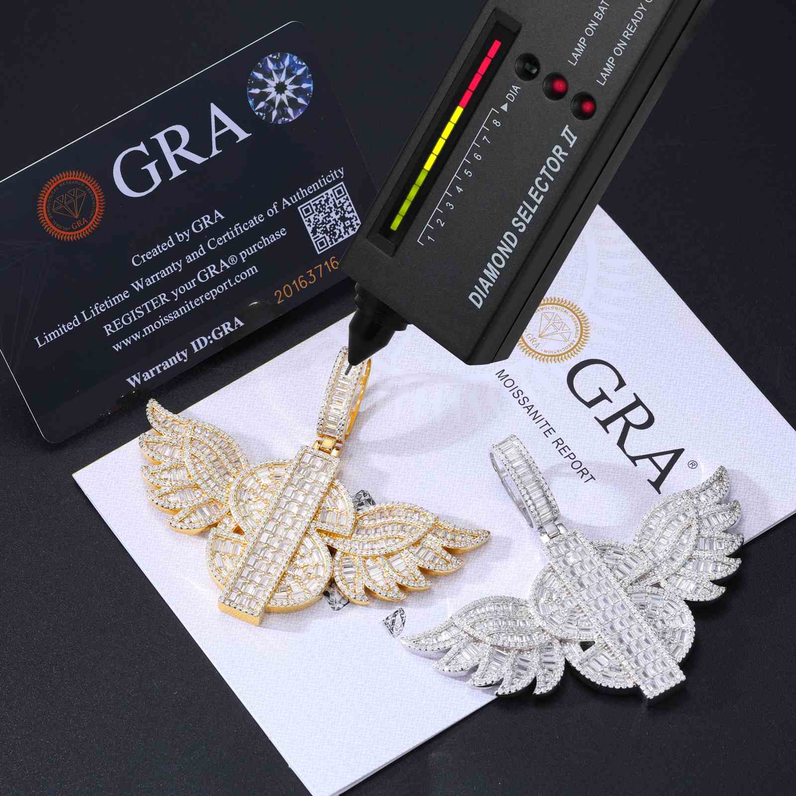 S925 Moissanite US Dollar Wing Pendant