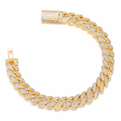 10mm S925 2 Row Moissanite Bubble Cuban Link Bracelet