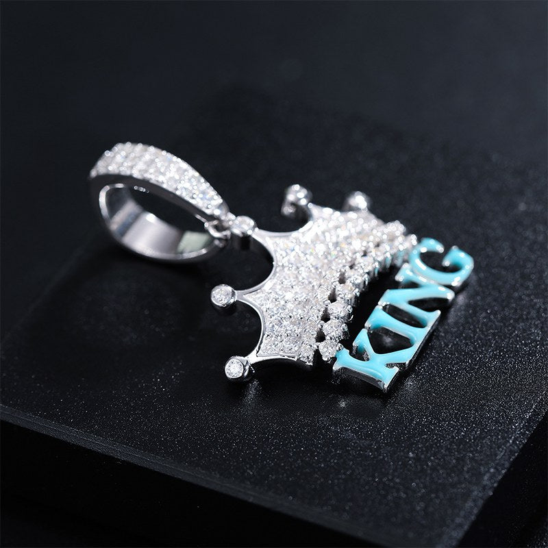 S925 Moissanite Crown Pendant With Glowing King