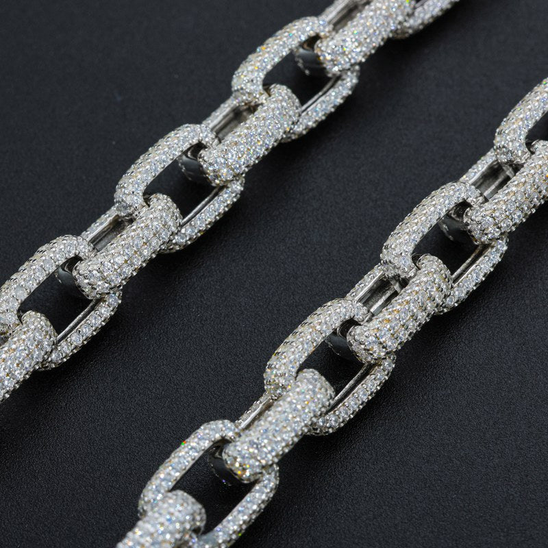 8mm S925 Moissanite Iced Box Link Chain
