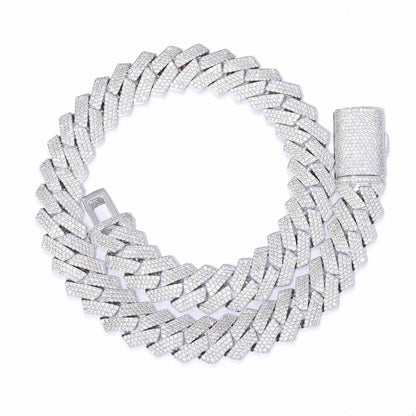 18mm Prong 3 Rows CZ Cuban Link Chain