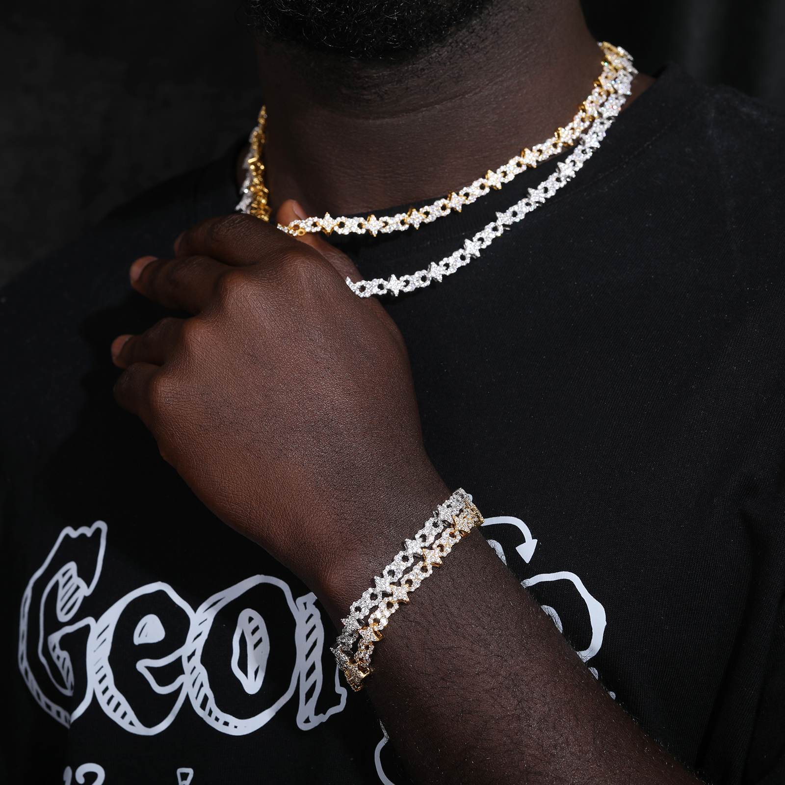 8mm S925 Moissanite Star Infinity Link Chain