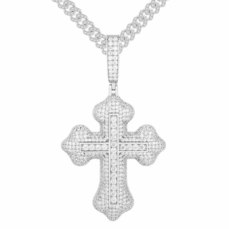 S925 Moissanite Double Layer Cross Pendant