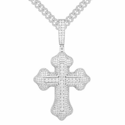 S925 Moissanite Double Layer Cross Pendant