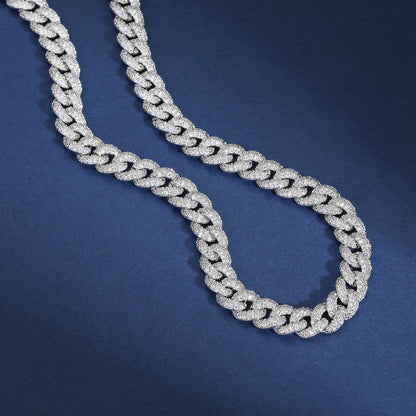8mm S925 2 Rows Moissanite Bubble Cuban Link Chain