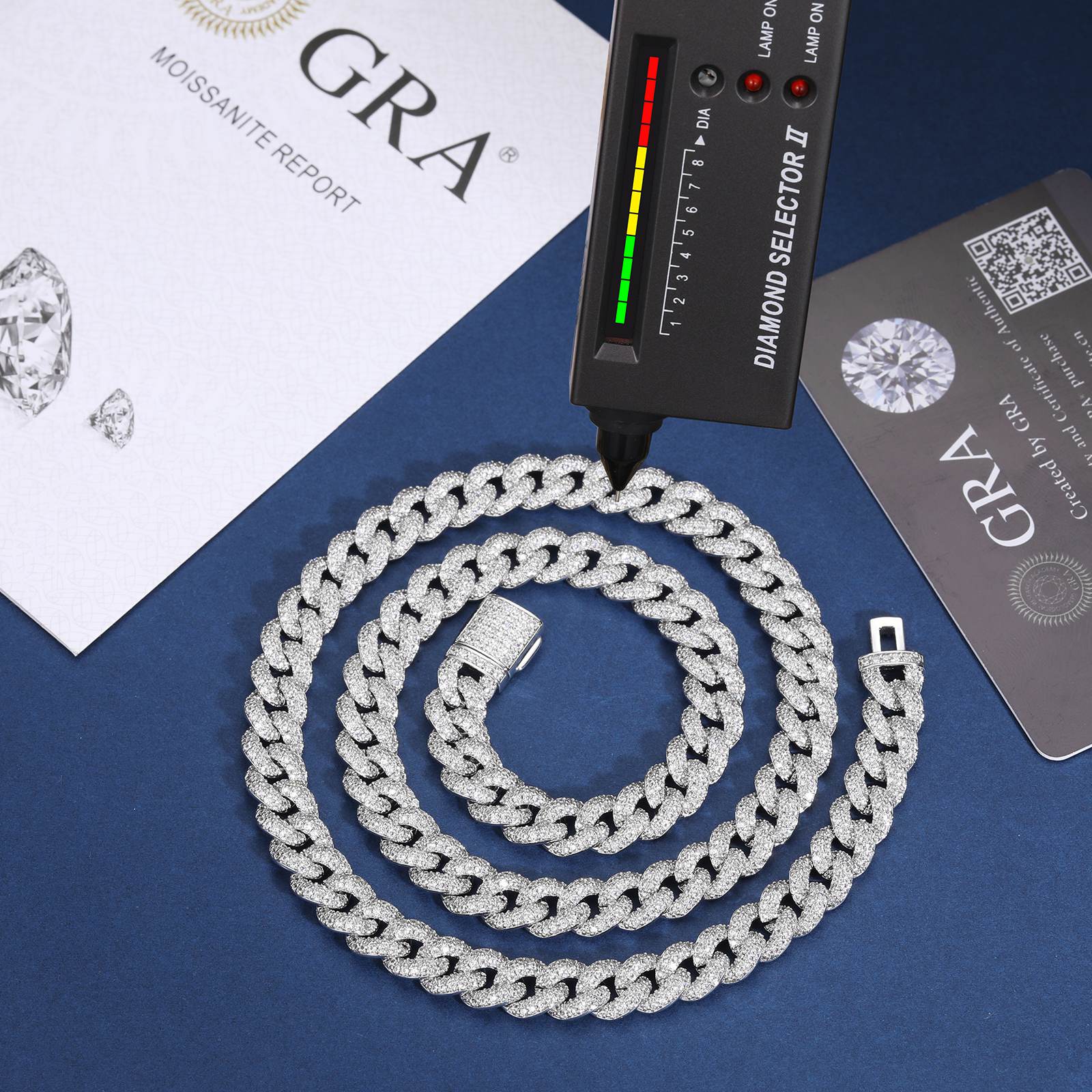 8mm S925 2 Rows Moissanite Bubble Cuban Link Chain