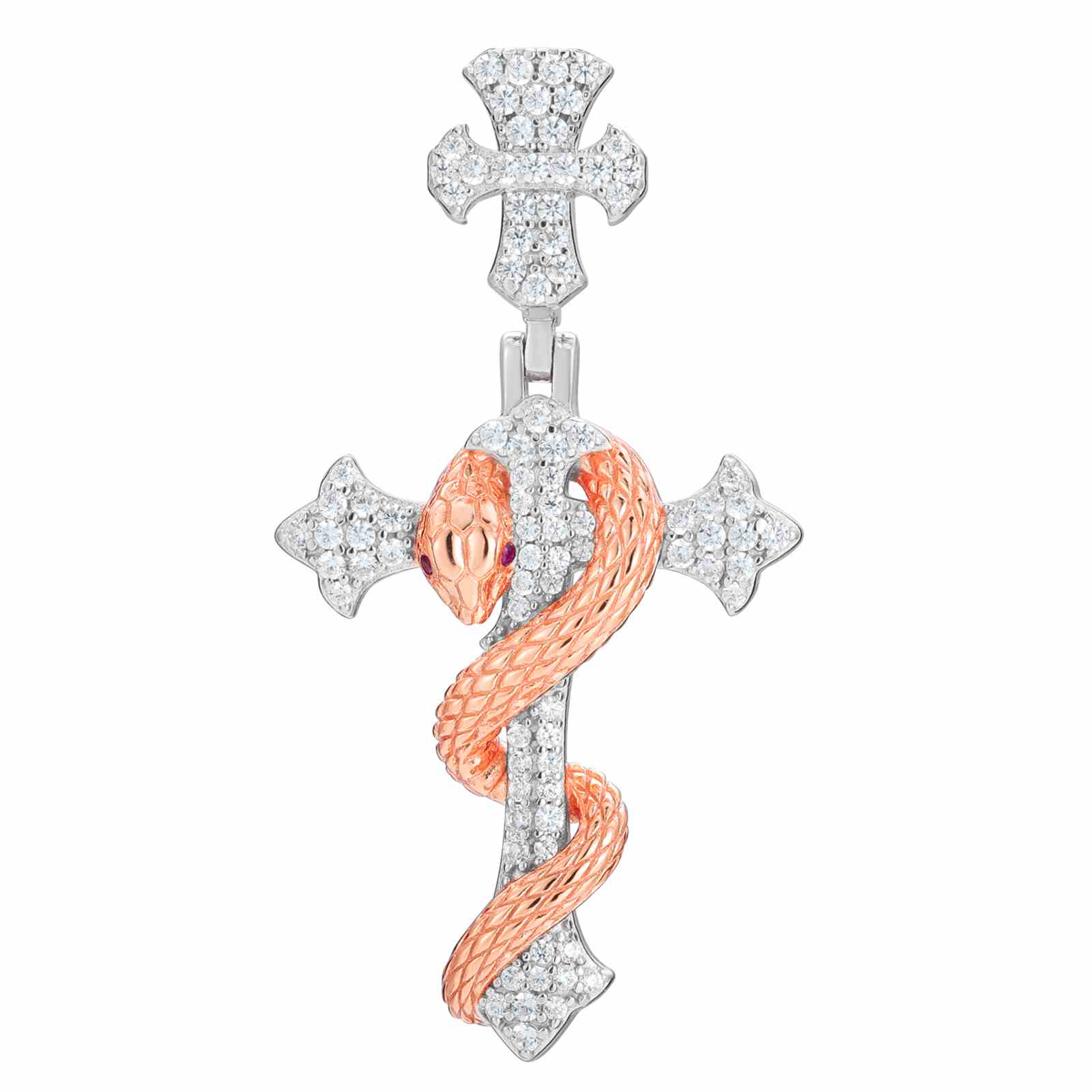 S925 Moissanite The Rod of Asclepius Cross Pendant