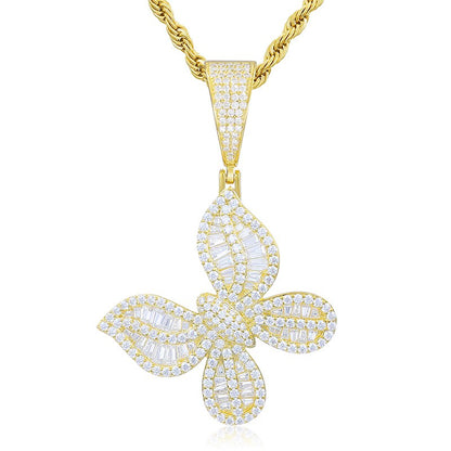 S925 Baguette Moissanite Butterfly Pendant