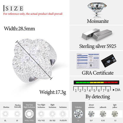 S925 Moissanite Cone Cross Ring