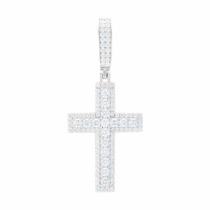 S925 Moissanite Cross Pendant With Letter S