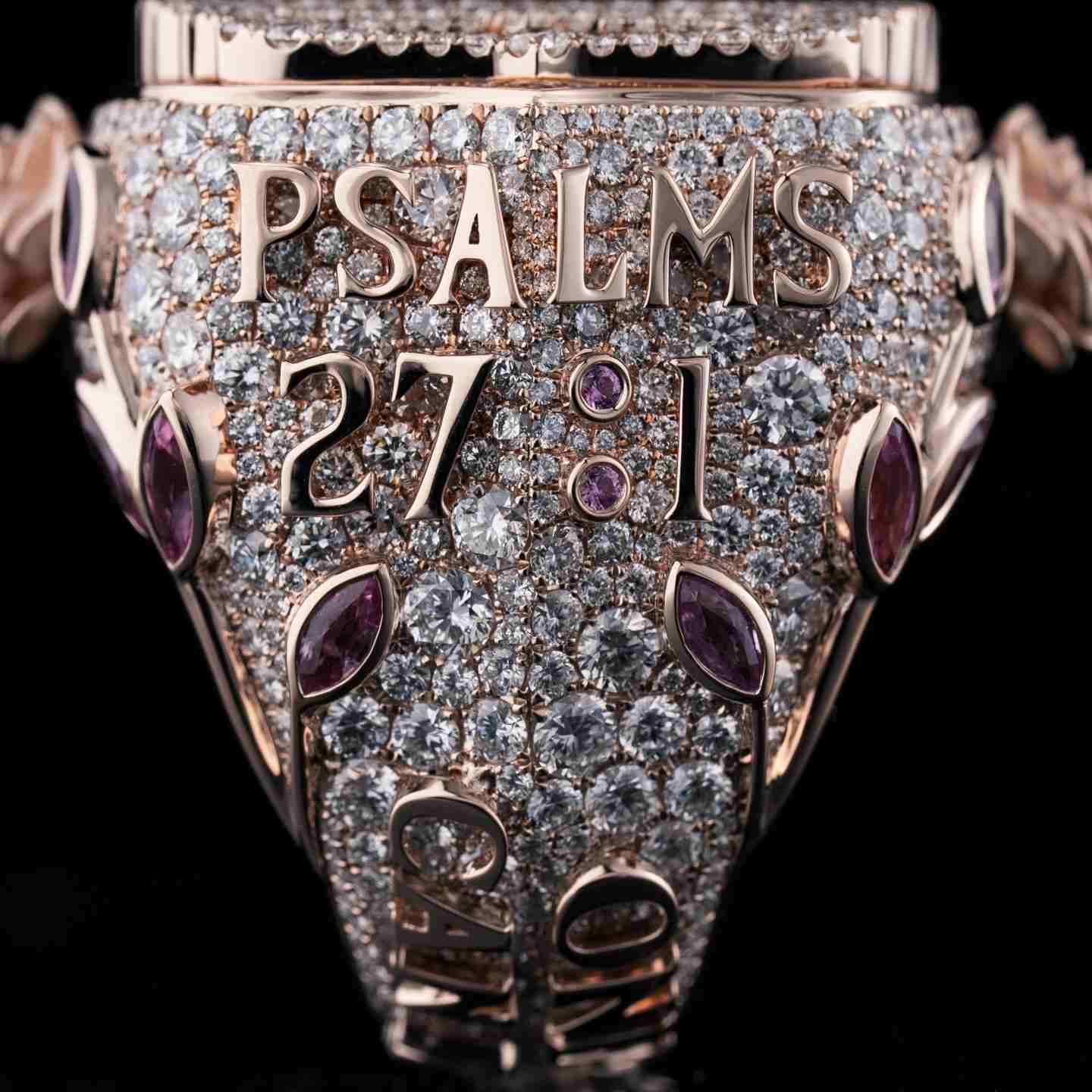 S925 Moissanite Custom Name Champion Ring With Rose Pray Hand Pattern