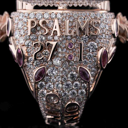 S925 Moissanite Custom Name Champion Ring With Rose Pray Hand Pattern