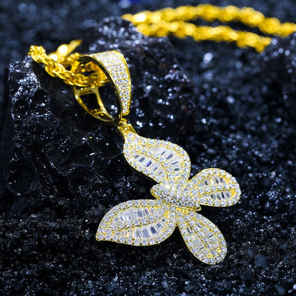 S925 Baguette Moissanite Butterfly Pendant