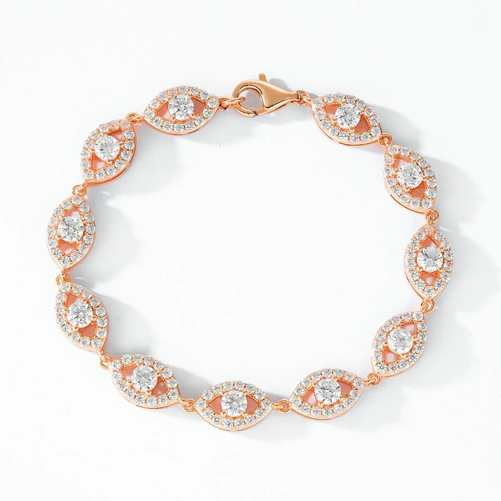 14mm S925 Moissanite Evil Eye Link Bracelet