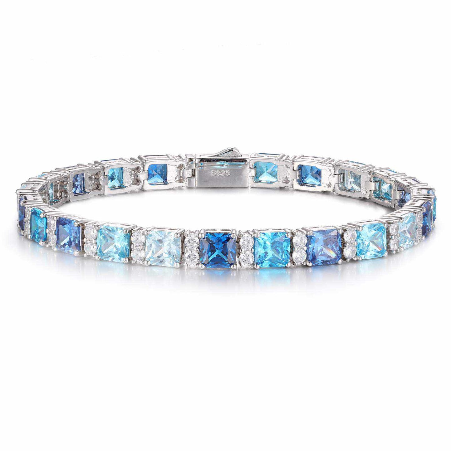 7mm S925 Gradient Color Asscher Cut Tennis Bracelet