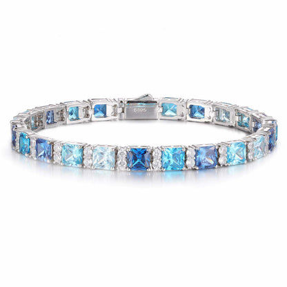 7mm S925 Gradient Color Asscher Cut Tennis Bracelet