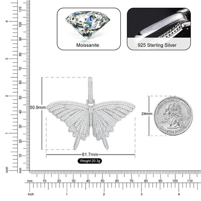 S925 Moissanite Butterfly Pendant