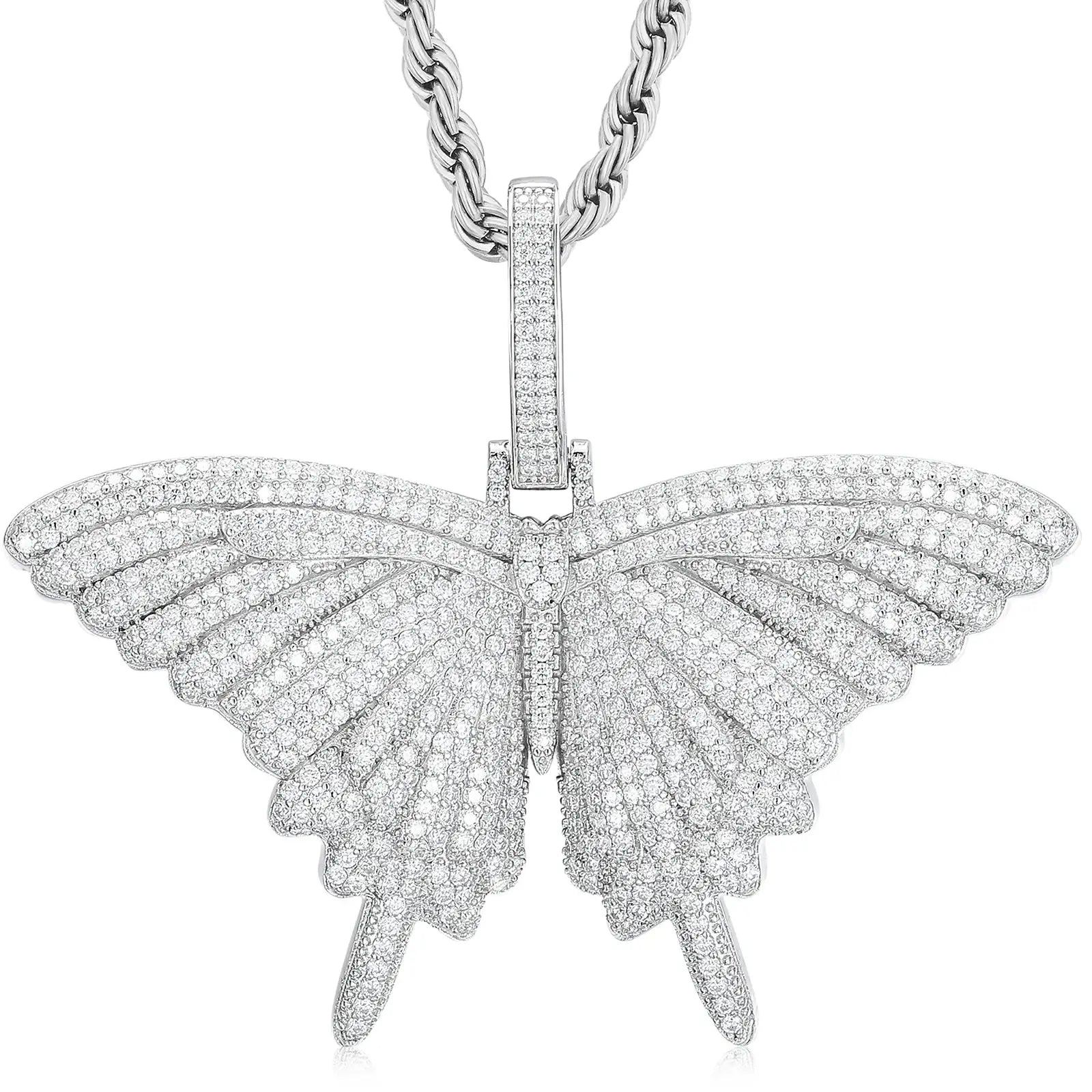 S925 Moissanite Butterfly Pendant