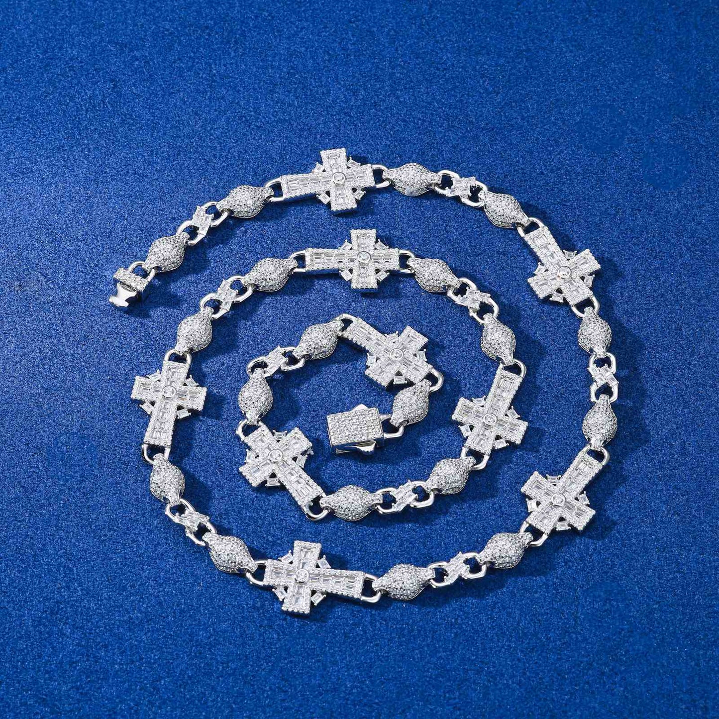 14mm S925 Baguette Moissanite Celtic Cross Chain