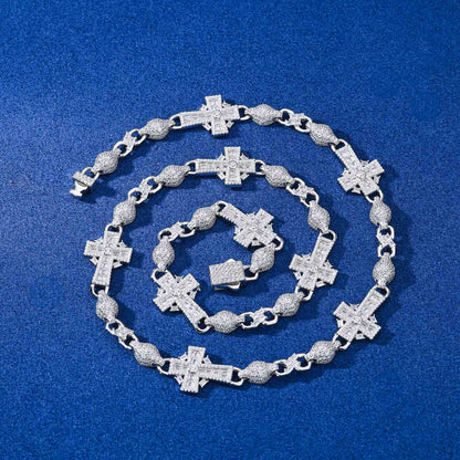 14mm S925 Baguette Moissanite Celtic Cross Chain
