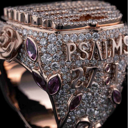 S925 Moissanite Custom Name Champion Ring With Rose Pray Hand Pattern