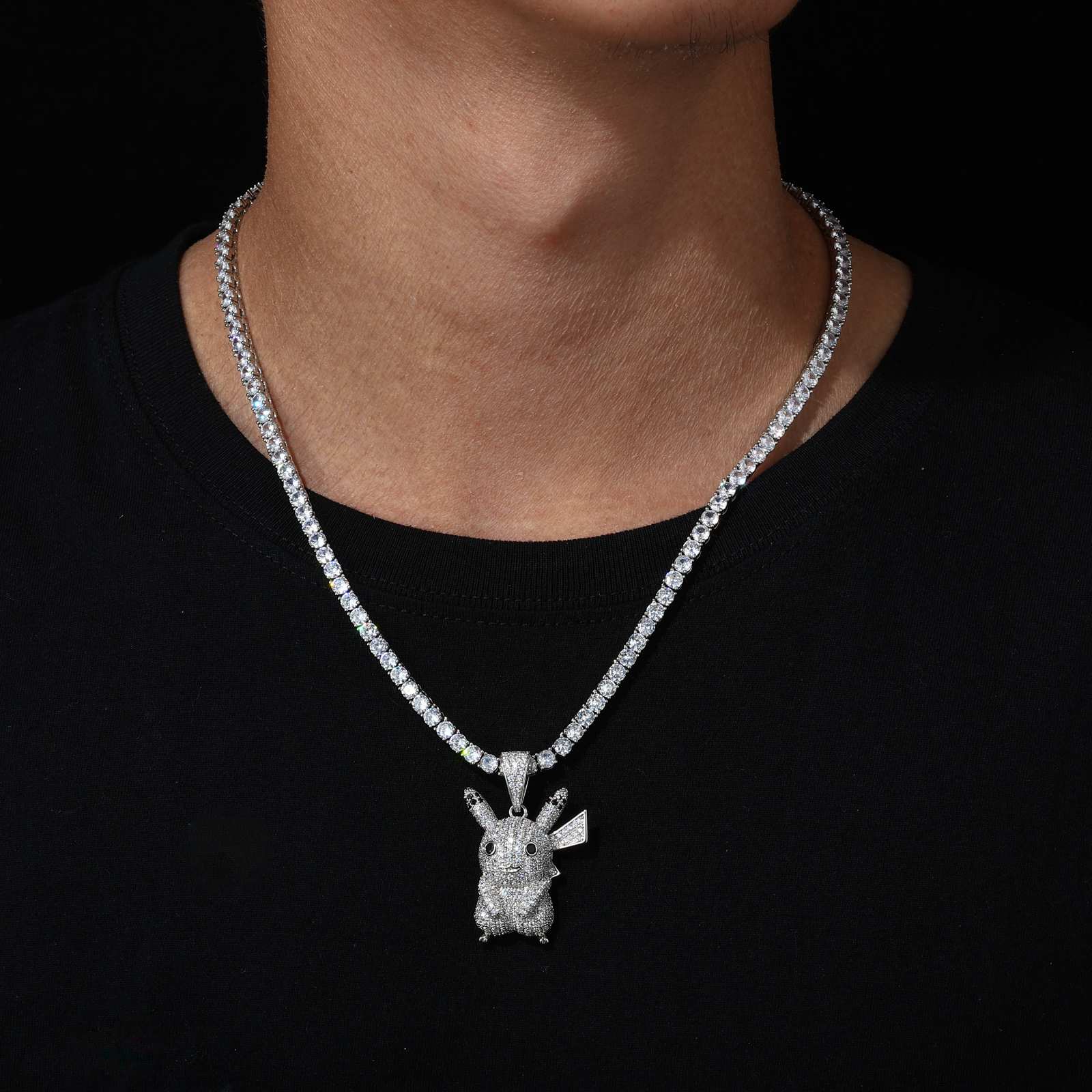 S925 Moissanite Cute Pikachu Pendant