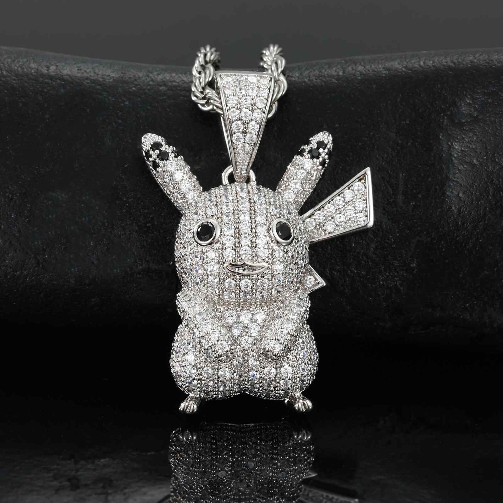 S925 Moissanite Cute Pikachu Pendant