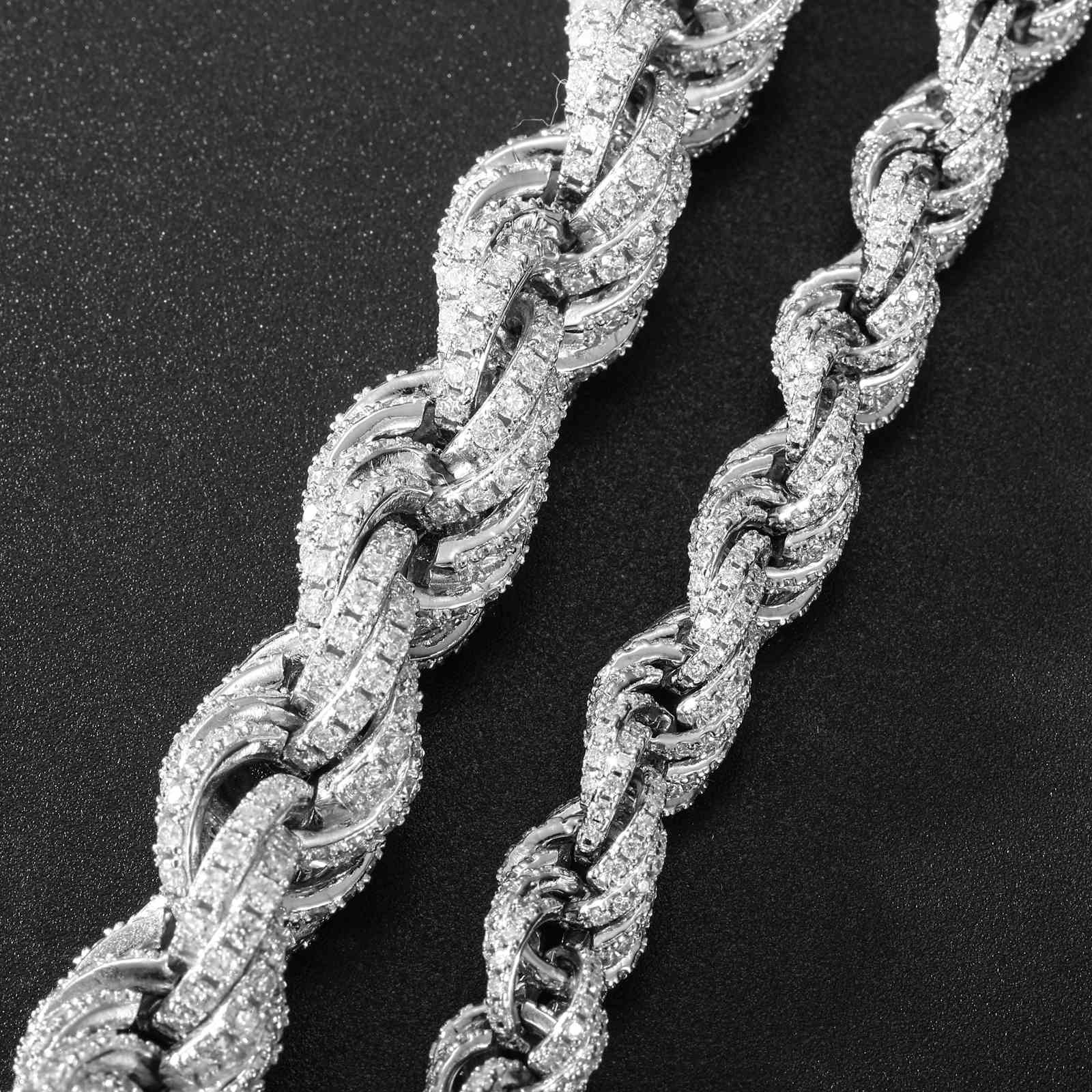 8mm 12mm S925 Moissanite Iced Out Rope Bracelet