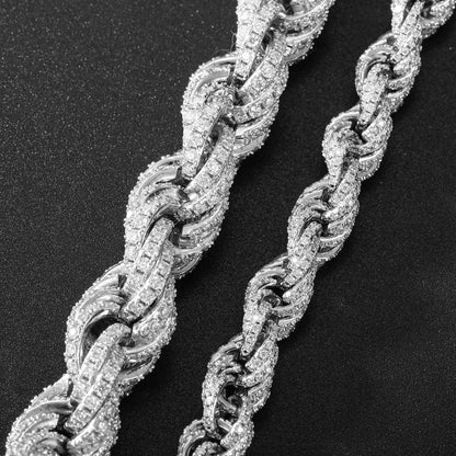 8mm 12mm S925 Moissanite Iced Out Rope Bracelet