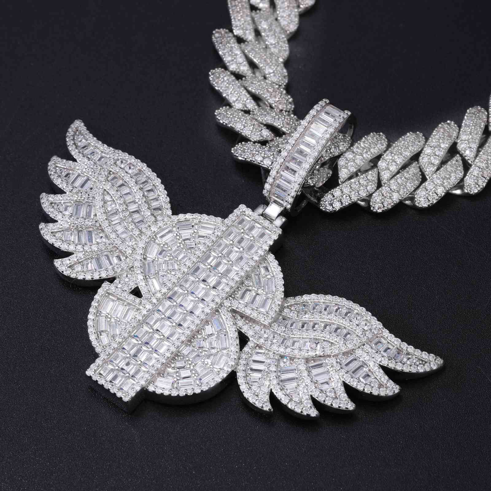 S925 Moissanite US Dollar Wing Pendant